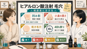 ヒアルロン酸注射と毛穴の関係を相談前に分ける1433調ボード