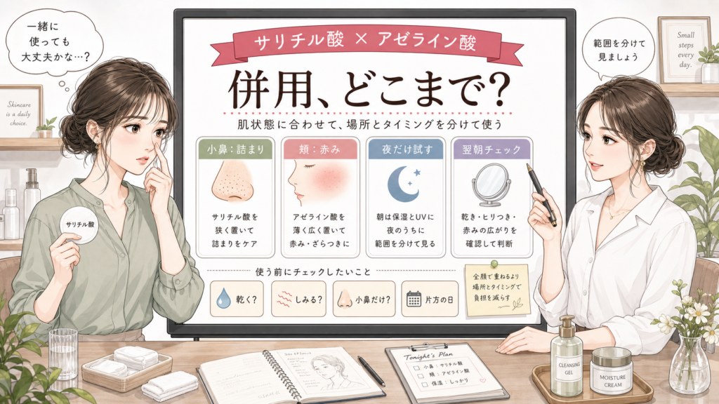 サリチル酸とアゼライン酸の併用範囲を肌状態で整理するアイキャッチ