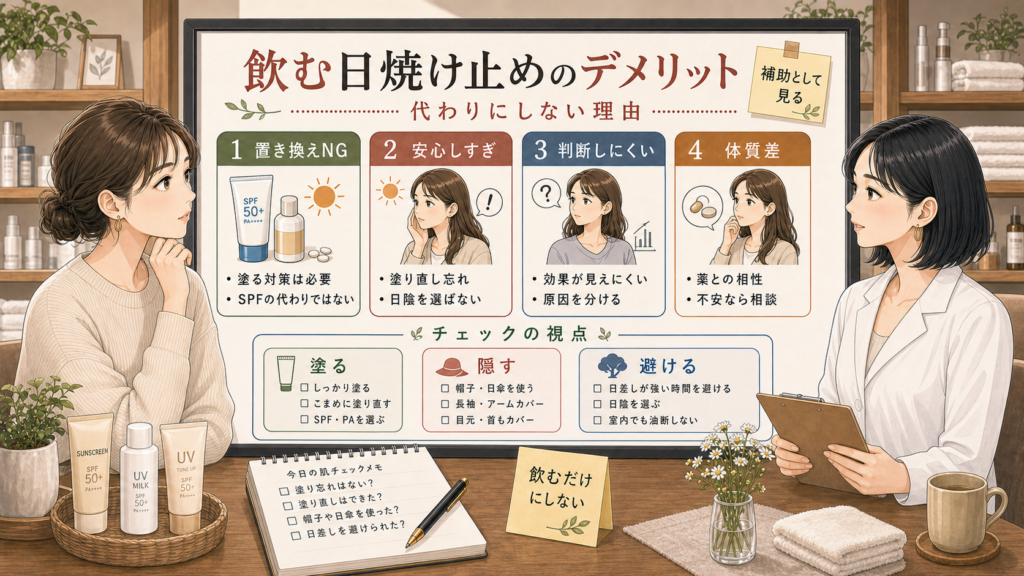 飲む日焼け止めのデメリットと塗る対策を整理する相談ボード