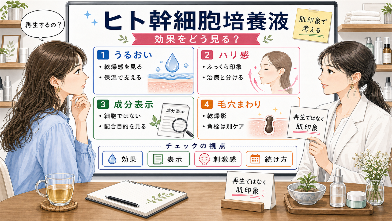 ヒト幹細胞培養液の効果を化粧品として整理する相談ボード