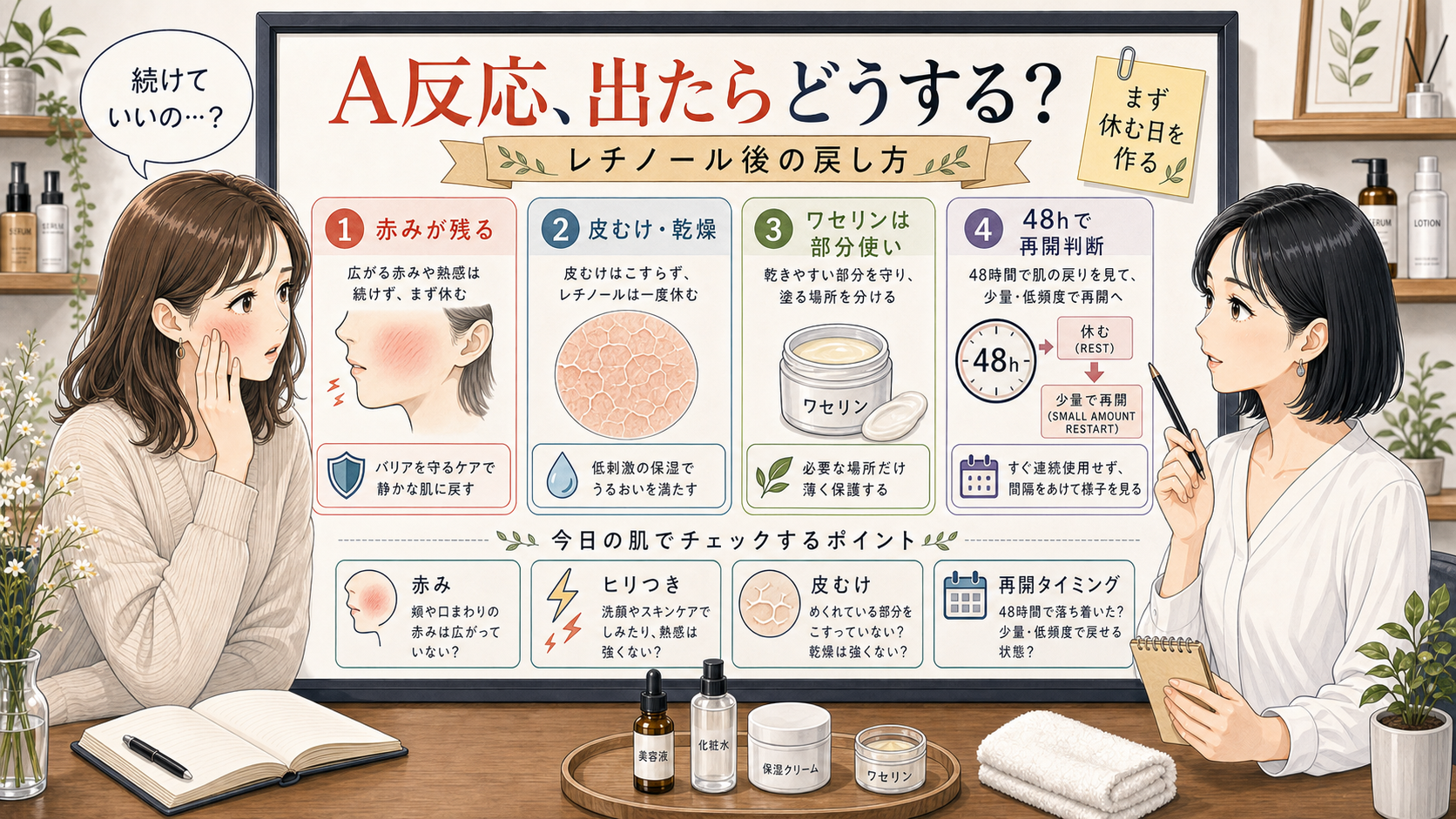 レチノールのA反応が出た後の休み方と再開判断を整理した相談ボード