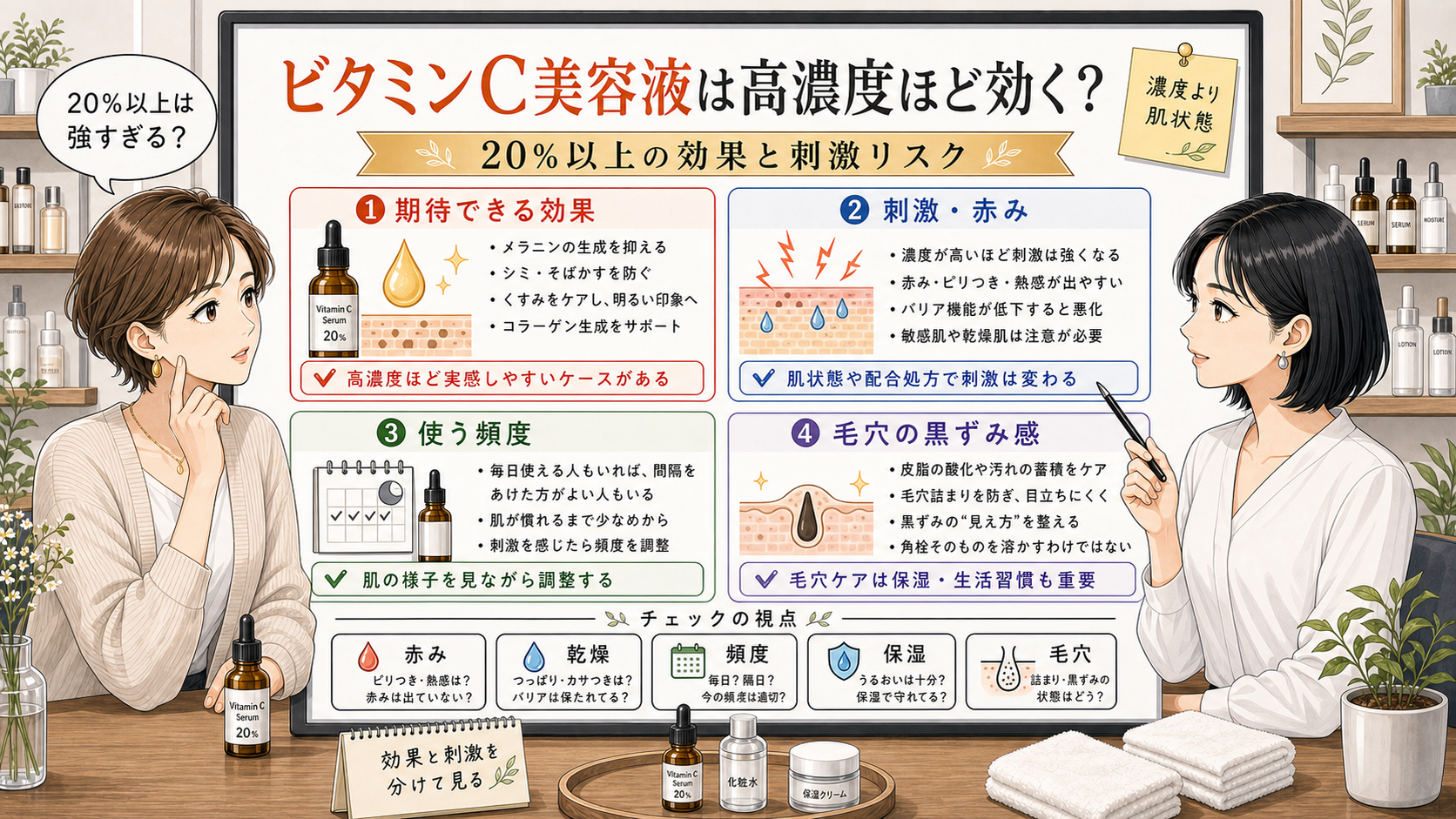高濃度ビタミンC美容液の効果と刺激リスクを整理する相談ボード