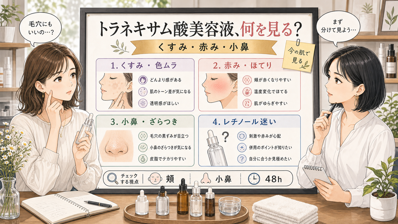 トラネキサム酸美容液をくすみ赤み小鼻で整理する美容相談アイキャッチ