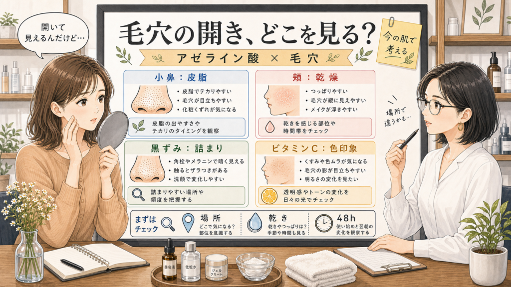 アゼライン酸と毛穴の開きを場所別に整理する美容相談アイキャッチ