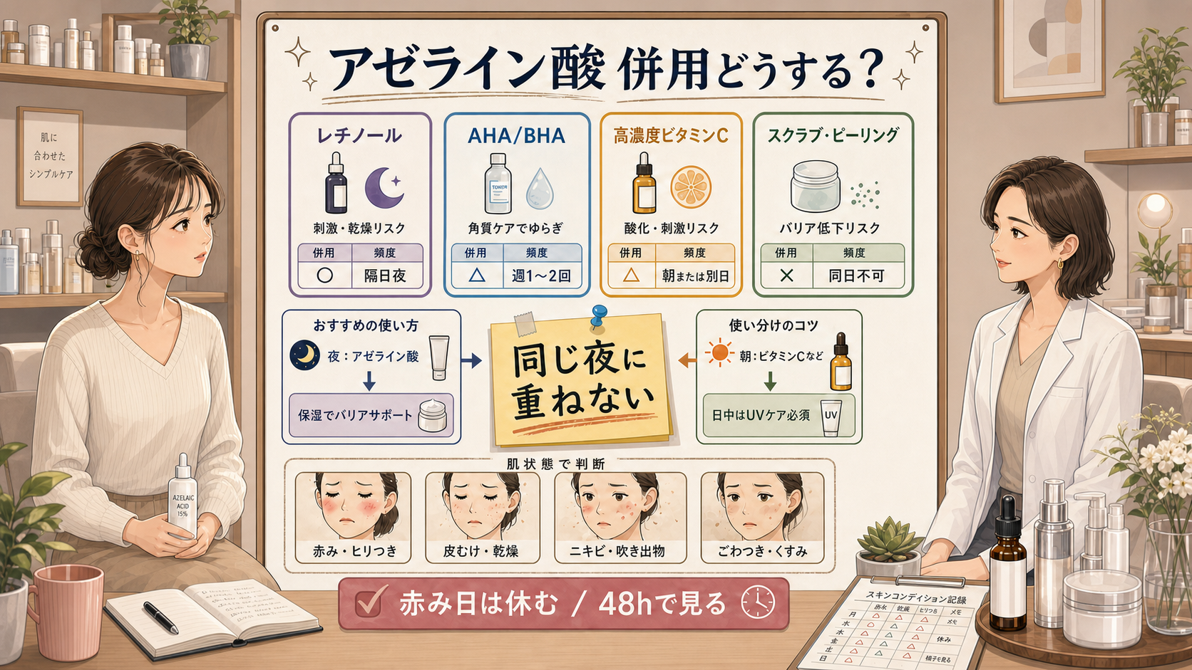 アゼライン酸の併用判断を整理した判断マップ