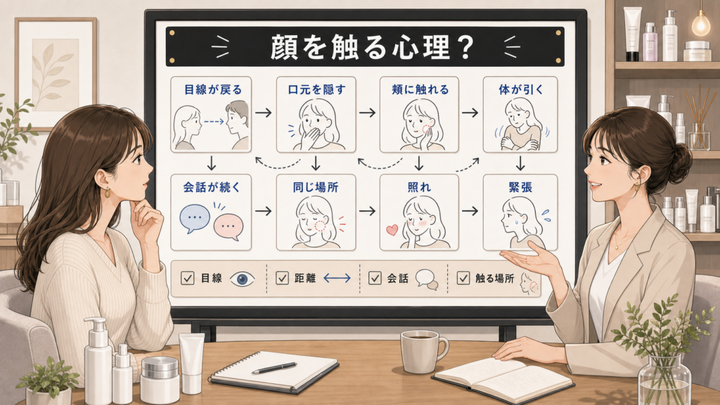 顔を触る心理を恋愛の目線や距離で見分ける判断マップ