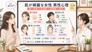 肌が綺麗な女性の男性心理を清潔感・第一印象・近距離・毛穴印象で比較する1433基準の美容メディア挿絵アイキャッチ