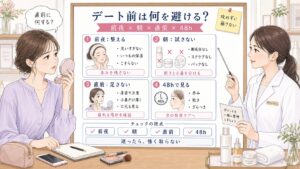デート前スキンケアを前夜・当日朝・直前・48時間観察で比較し強い毛穴ケアや厚塗りを避ける1433基準の美容メディア挿絵アイキャッチ
