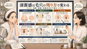 洗顔後の毛穴、皮脂、角栓の残り方が清潔感に与える印象を整理する美容相談ボード
