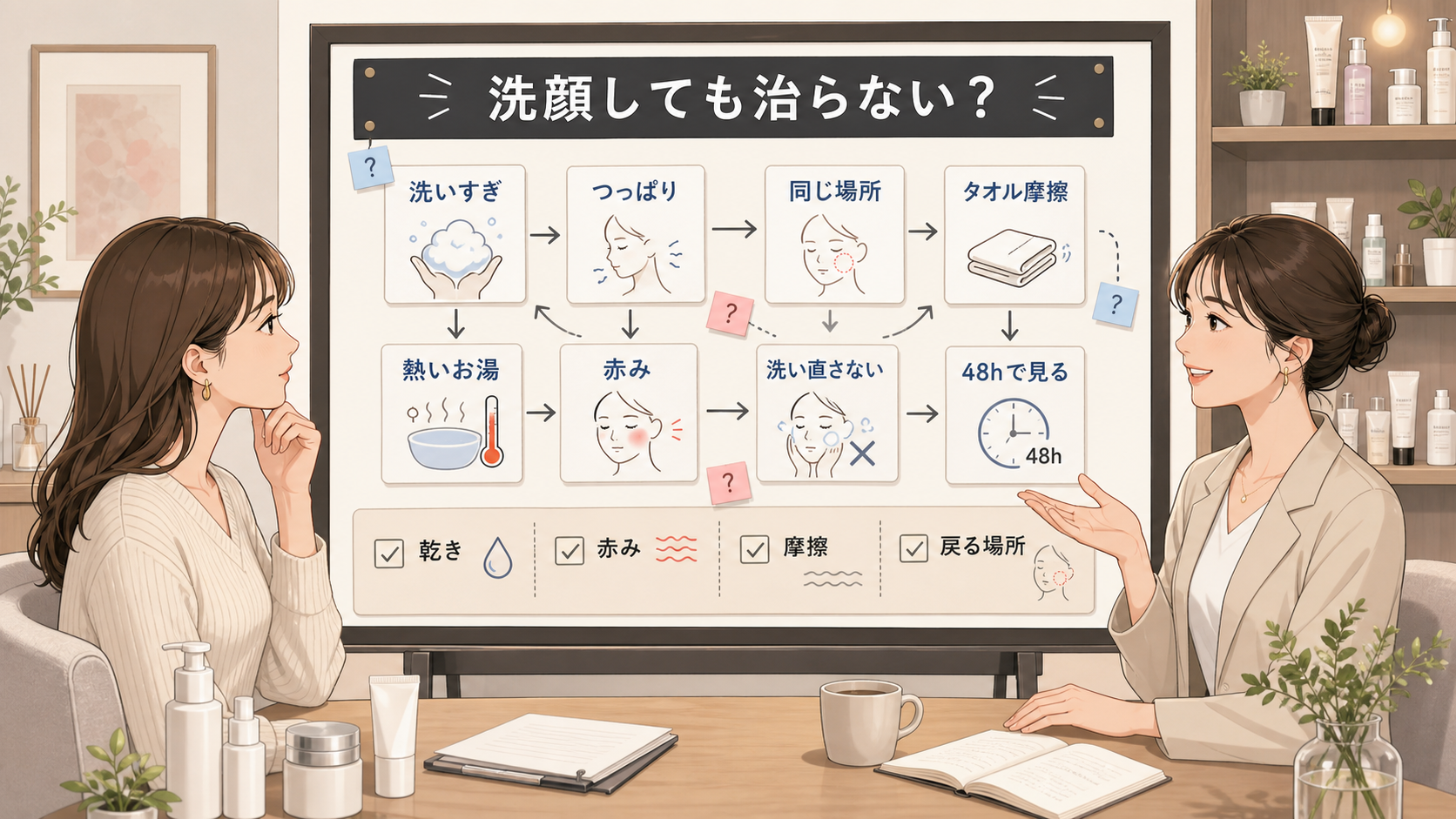 洗顔してもニキビが治らない日に洗いすぎと摩擦を見分ける判断マップ