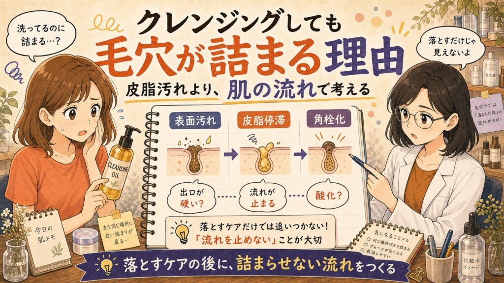 クレンジングしても毛穴が詰まる理由｜皮脂汚れより先に見るべき肌の流れ