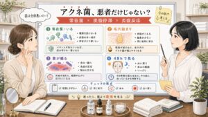 アクネ菌を常在菌・毛穴詰まり・菌の偏り・48時間観察で比較する1433基準の美容メディア挿絵アイキャッチ