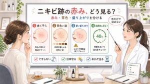 ニキビ跡の赤みを赤み・茶色・盛り上がりで分けて48時間で見る1433基準の美容メディア挿絵アイキャッチ