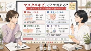マスクニキビを蒸れ・摩擦・汗皮脂・菌バランスで比較する1433基準の美容メディア挿絵アイキャッチ