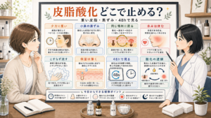 皮脂酸化の連鎖反応と黒ずみ前の48時間サイン判断マップ