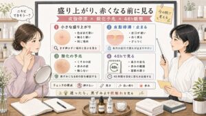 ニキビができそうな小さな盛り上がりを皮脂停滞・酸化予兆・48時間観察で比較する1433基準の美容メディア挿絵アイキャッチ