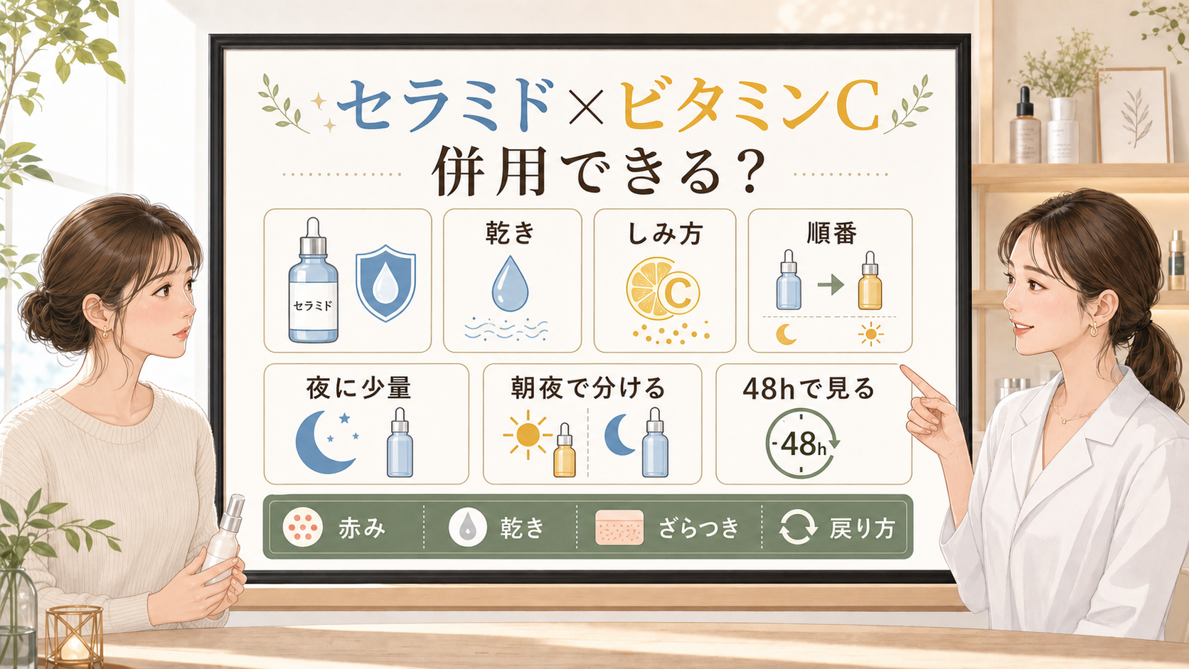 セラミドとビタミンCの併用順番と48時間の見方