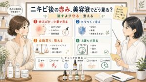 ニキビ後の赤みに使う美容液を守る・整える視点で見る1433基準の美容メディア挿絵アイキャッチ