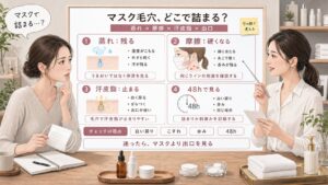 マスクで毛穴が詰まる仕組みを蒸れ・摩擦・汗皮脂・48時間観察で比較する1433基準の美容メディア挿絵アイキャッチ