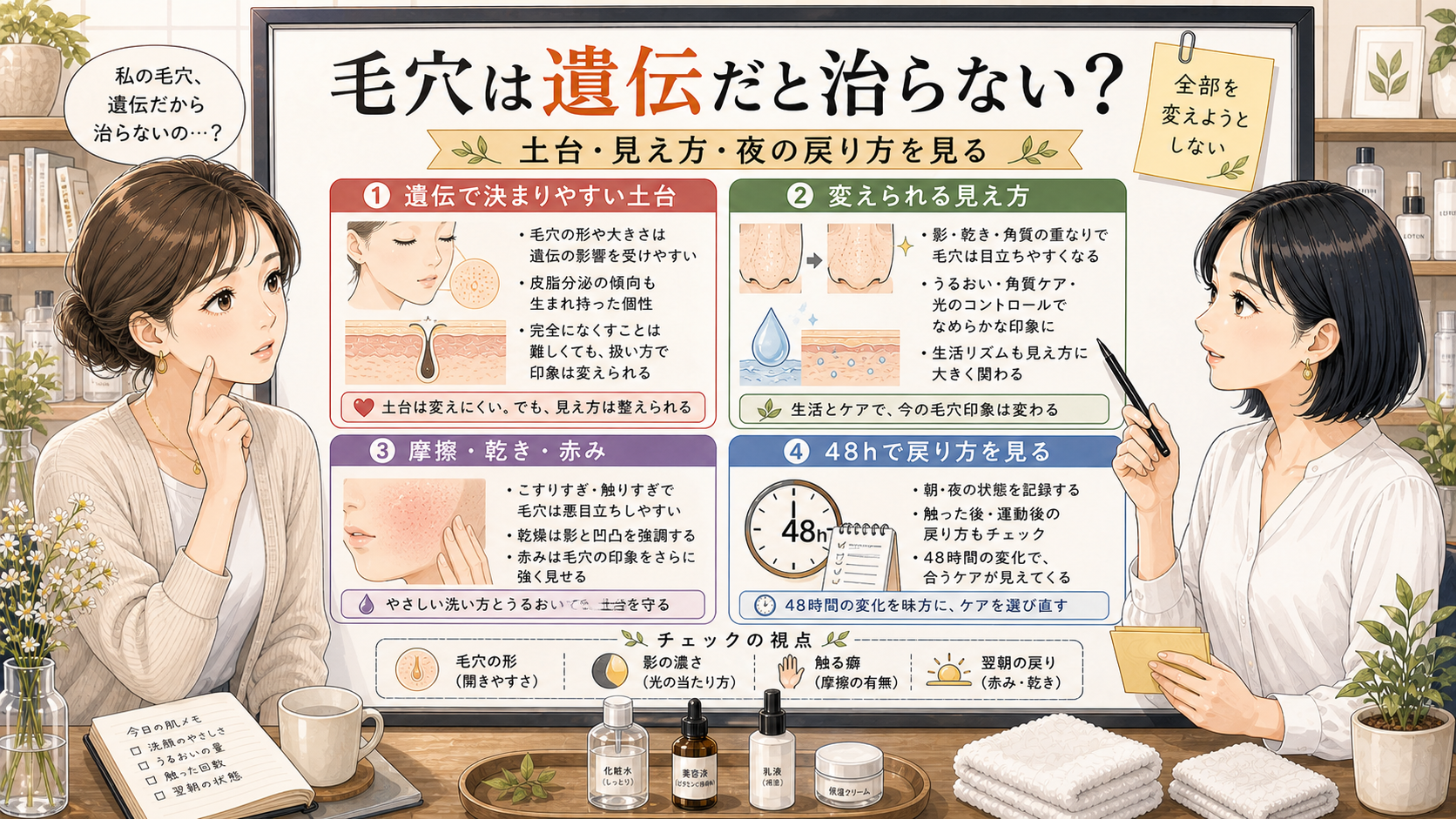 毛穴は遺伝だと治らないのかを土台と見え方で整理するアイキャッチ