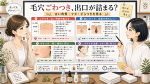 毛穴ごわつきと古い角質のフタを整理するアイキャッチ