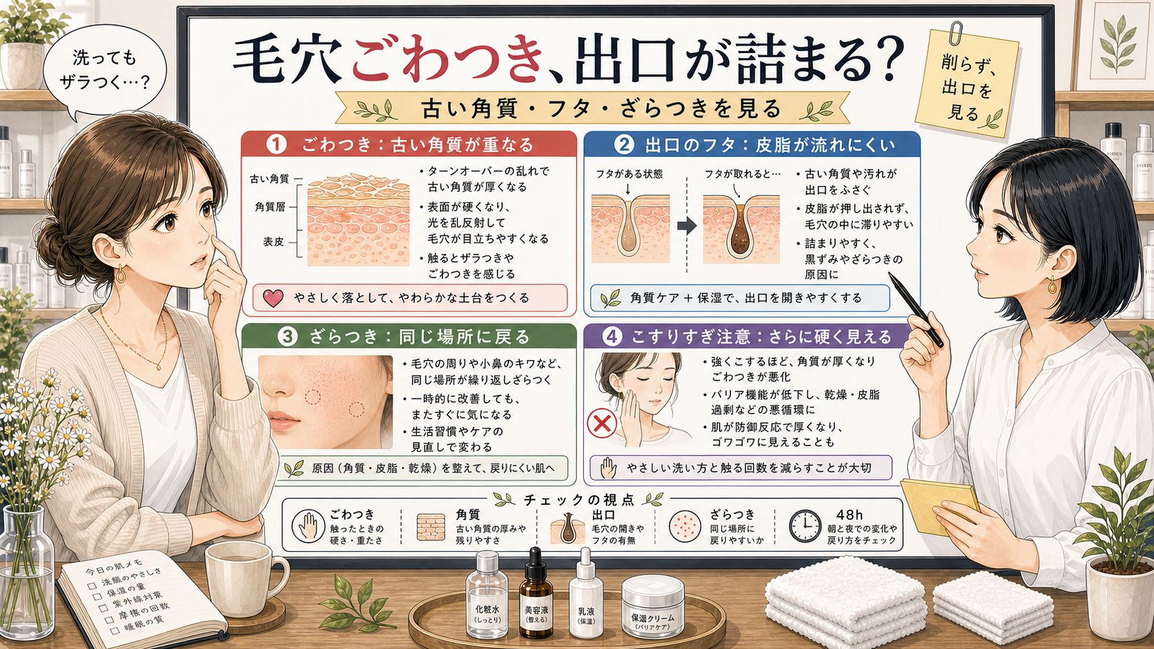 毛穴ごわつきと古い角質のフタを整理するアイキャッチ