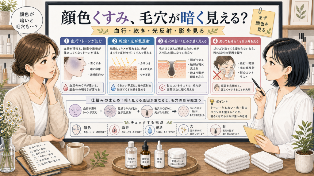 顔色くすみと毛穴の影を整理するアイキャッチ