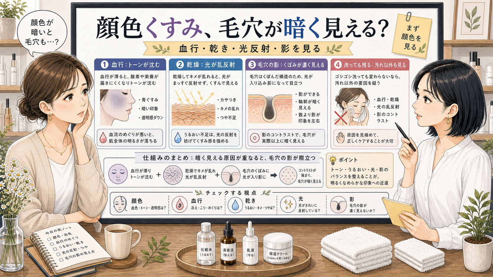 顔色くすみと毛穴の影を整理するアイキャッチ