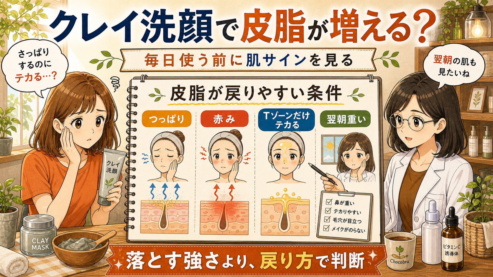 クレイ洗顔で皮脂が戻りやすい条件を整理したChocobraアイキャッチ