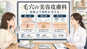 毛穴の美容皮膚科治療を黒い点開き感戻り方で整理する相談ボードのアイキャッチ