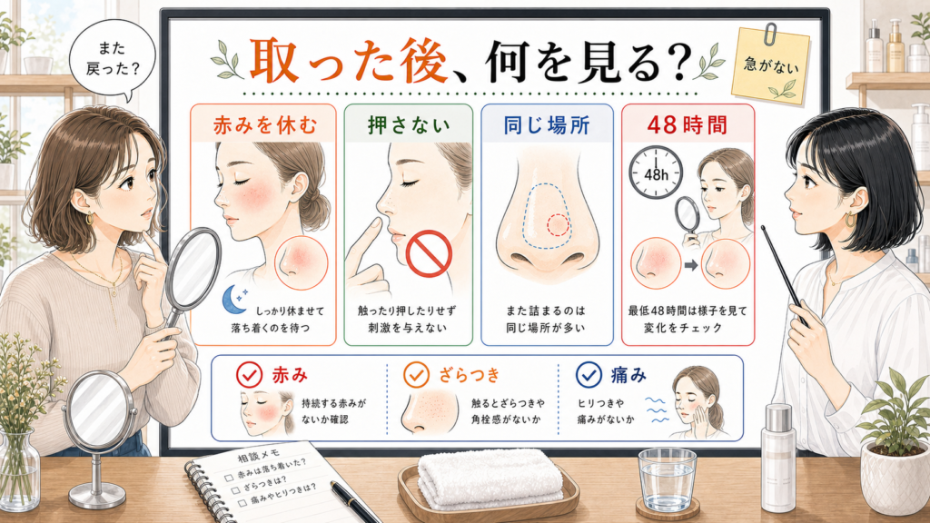 毛穴エクストラクション後の赤みやざらつきや痛みを48時間で確認する美容メディア挿絵