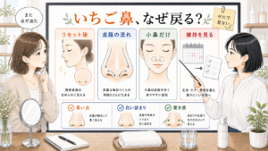 皮膚科治療後にいちご鼻が戻る理由をリセット後と皮脂の流れと小鼻の維持で比較する美容メディア挿絵