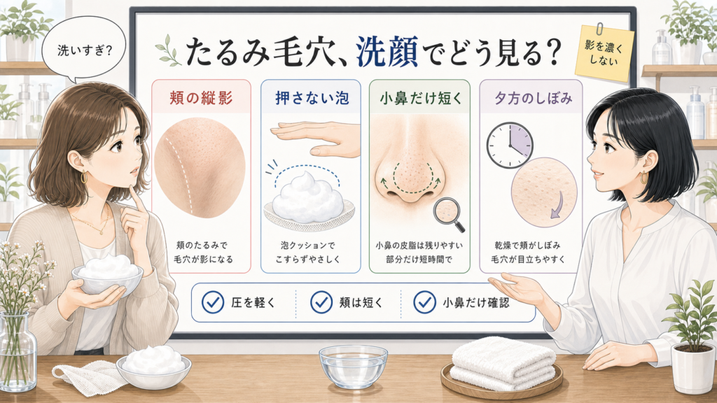 たるみ毛穴の洗顔で頬の縦影を濃くしない触り方を整理する美容相談ボード