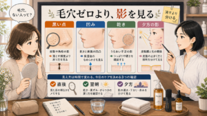 毛穴がない人に見える理由を黒い点・凹み・乾き・夕方の影で整理するアイキャッチ