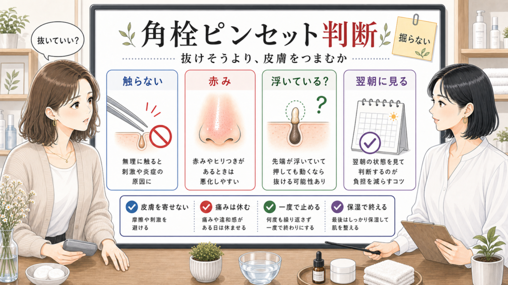 ピンセットで角栓を抜く前に触る条件を整理する美容相談ボード