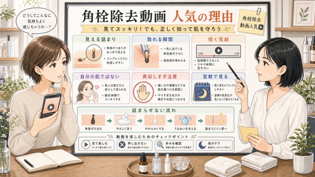 角栓除去動画が人気な理由と真似しすぎない毛穴ケアの見分け方を示す相談ボード