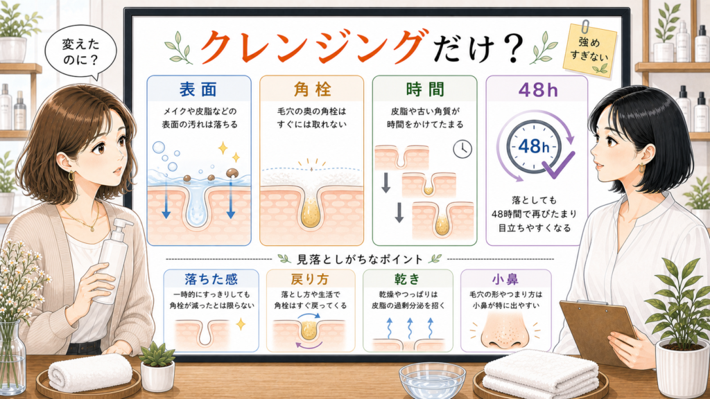 クレンジングだけでは角栓が改善しない理由を表面角栓時間48時間で整理する相談ボードのアイキャッチ