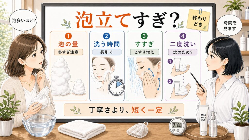 泡立てを頑張るほど毛穴が不安定になる理由を時間と終わりどきで整理するアイキャッチ