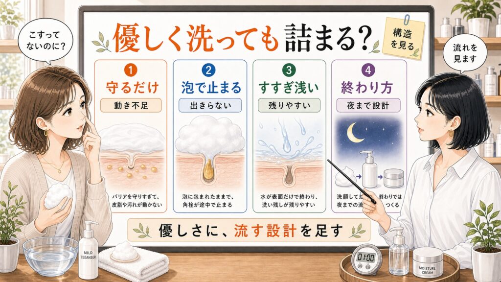 優しく洗っているのに毛穴が詰まる理由を洗顔構造で整理するアイキャッチ