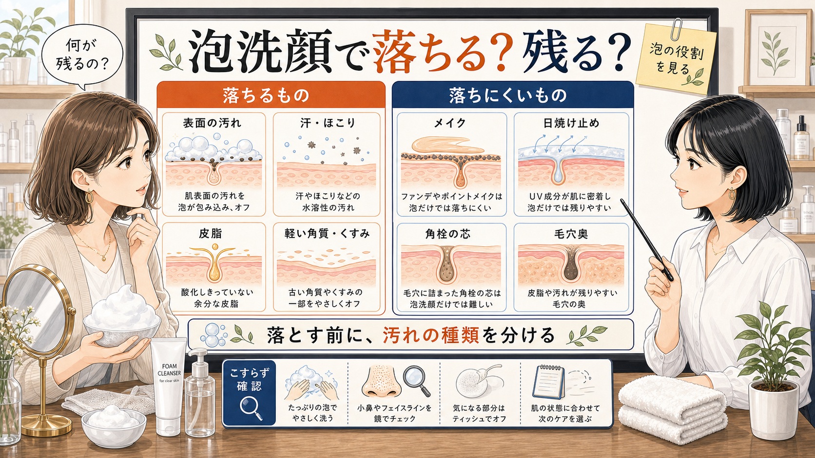 泡洗顔で落ちる汚れと残りやすい汚れを整理する相談ボード