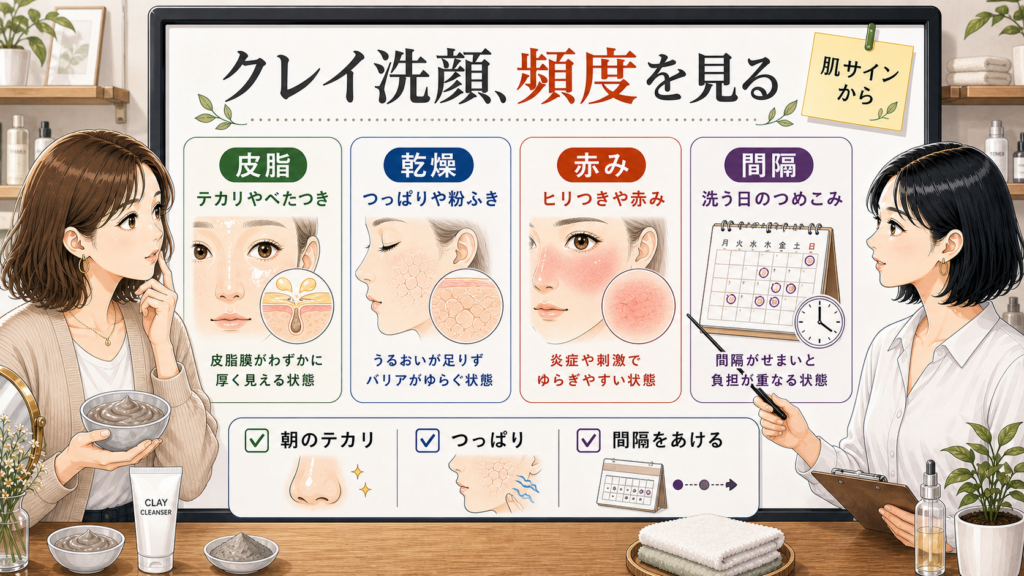 クレイ洗顔の頻度を皮脂・乾燥・赤み・間隔で確認する相談ボード