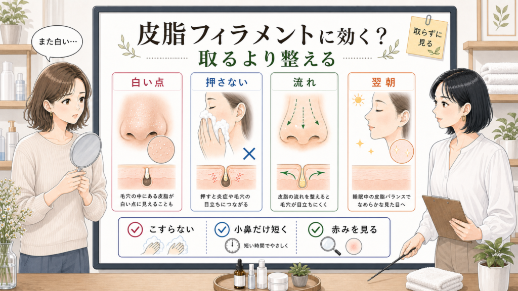 皮脂フィラメントに効くケアを取るより整える見方で整理した美容解説アイキャッチ