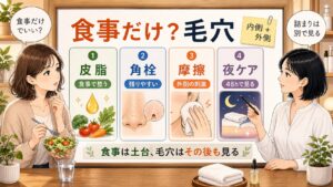 食事改善だけで毛穴が変わる限界と外側のケアを整理するアイキャッチ