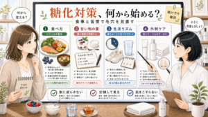 糖化対策と食事習慣、毛穴ケアの見直しを相談する女性向け美容アイキャッチ