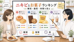 ニキビができやすいお菓子ランキングの判断マップ