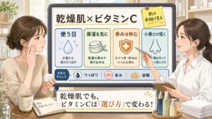 乾燥肌とビタミンCの使う日・休む日を整理する美容相談アイキャッチ