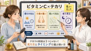 ビタミンCとテカリの光り方・小鼻・翌朝チェックを整理する美容相談アイキャッチ