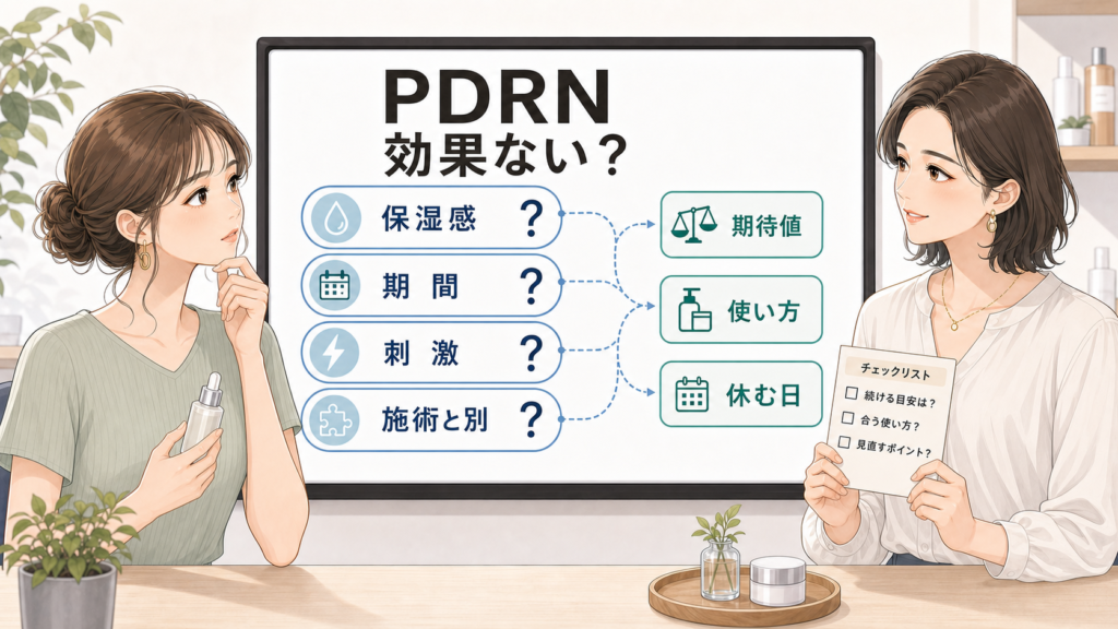 PDRNが効果ないと感じる理由を期待値、保湿感、肌状態で整理する読者と専門家のアイキャッチ