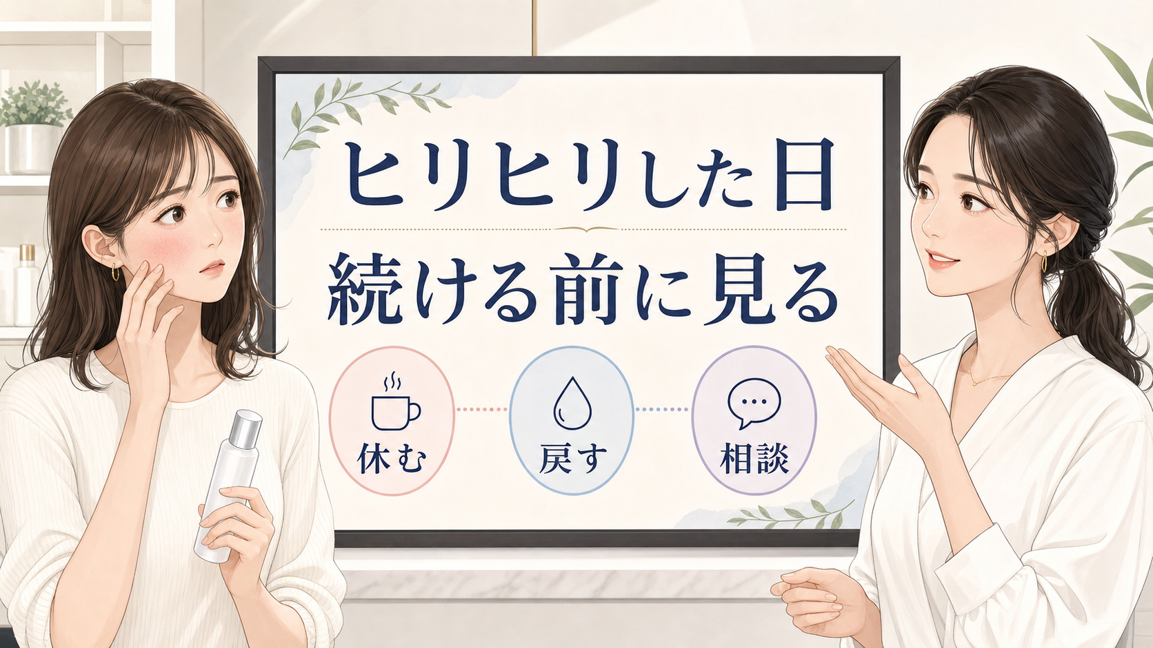スキンケアでヒリヒリした日に、休む・戻す・相談の判断を整理するアイキャッチ