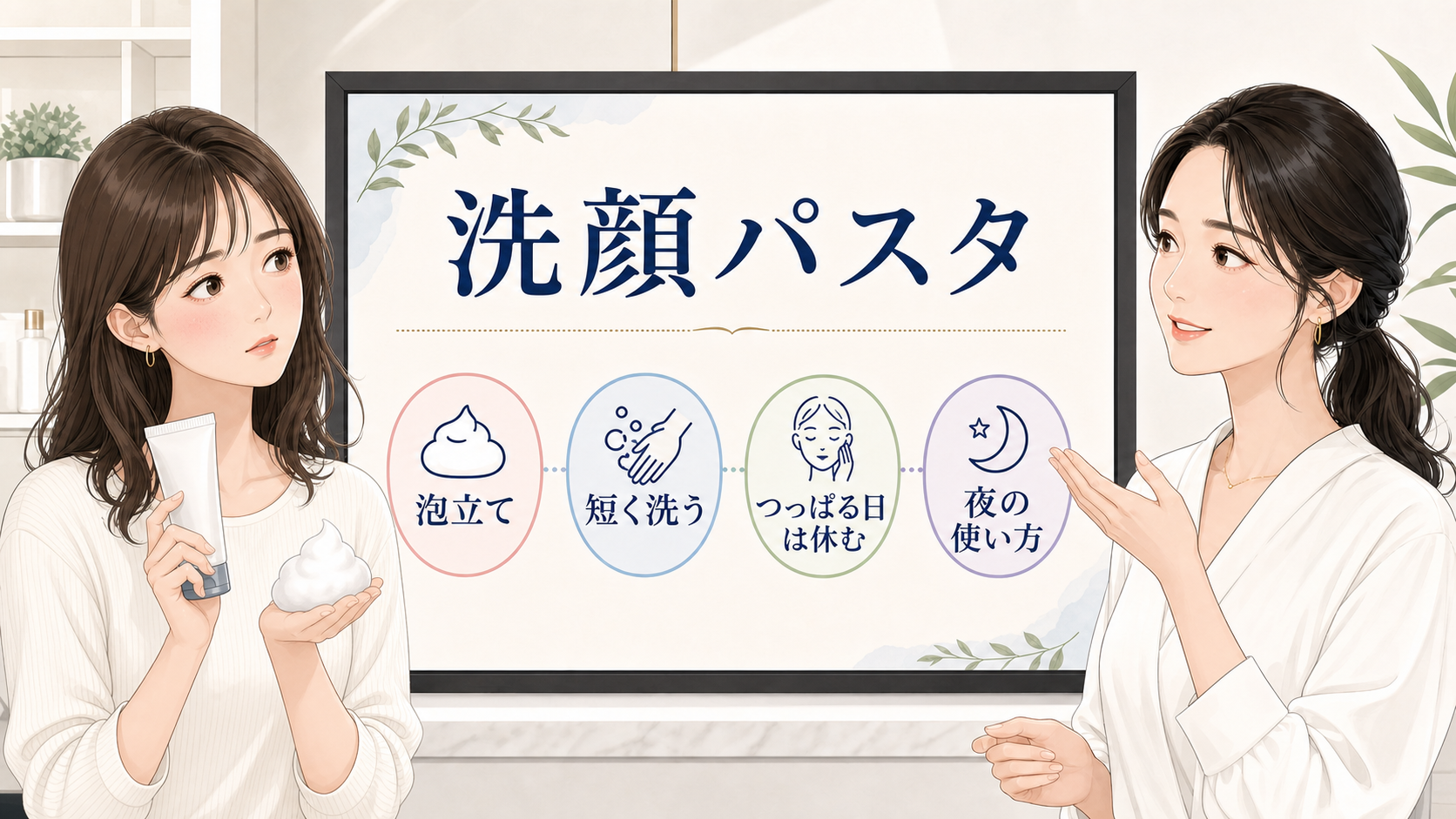 ロゼット洗顔パスタの泡立て・短く洗う・つっぱる日の休ませ方を整理するアイキャッチ